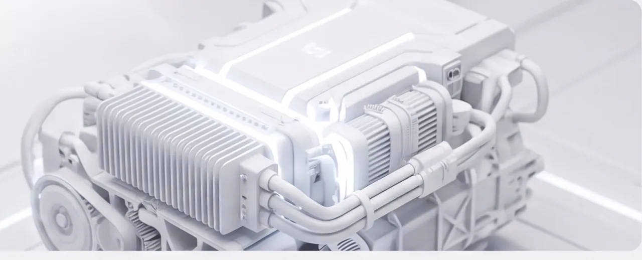 Elektrikli güç ünitesinin beyaz render görüntüsü
